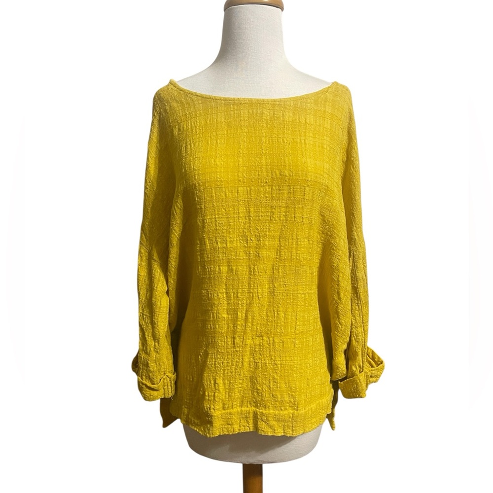 Umgee Yellow Cotton Textured Blouse
